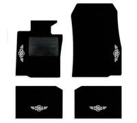 QUEMAR Tappetini Auto compatibili con MINI Countryman R60 Paceman R61 2010-2016/ Kit Tappeti Moquette e Gomma su Misura (Set 2 Ant.+2 Post.)/ Ricami e Colori Personalizzati (Bordo Bianco, 4 Ricami)