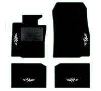 QUEMAR Tappetini Auto compatibili con MINI Countryman R60 Paceman R61 2010-2016/ Kit Tappeti Moquette e Gomma su Misura (Set 2 Ant.+2 Post.)/ Ricami e Colori Personalizzati (Bordo Verde, 4 Ricami)