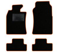 QUEMAR Tappetini Auto compatibili con MINI R50 R52 Cabrio R53 2001-2007/ Kit Tappeti Moquette e Gomma su Misura (Set 2 Anteriori+2 Poster.)/ Ricami e Colori Personalizzati (Bordo Arancio, 0 Ricami)