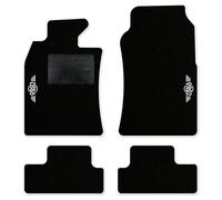 QUEMAR Tappetini Auto compatibili con MINI R50 R52 Cabrio R53 2001-2007/ Kit Tappeti Moquette e Gomma su Misura (Set 2 Anteriori+2 Poster.)/ Ricami e Colori Personalizzati (Bordo Bianco, 2 Ricami)