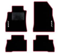 QUEMAR Tappetini Auto compatibili con Nissan Juke I 2010-2019 / Kit Tappeti Moquette e Gomma su Misura (Set 2 Anteriori + 2 Posteriori) / Ricami e Colori Personalizzati (Bordo Fucsia, 2 Ricami)