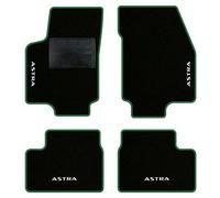 QUEMAR Tappetini Auto compatibili con Opel Astra G 1998-2006 / Kit Tappeti in Moquette e Gomma su Misura (Set 2 Anteriori + 2 Posteriori) / Ricami e Colori Personalizzati (4 Ricami, Bordo Verde)