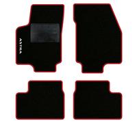 QUEMAR Tappetini Auto compatibili con Opel Astra G 1998-2006 / Kit Tappeti in Moquette e Gomma su Misura (Set 2 Anteriori + 2 Posteriori) / Ricami e Colori Personalizzati (1 Ricamo, Bordo Rosso)