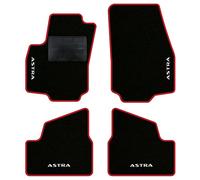 QUEMAR Tappetini Auto compatibili con Opel Astra H 2004-2011 / Kit Tappeti in Moquette e Gomma su Misura (Set 2 Anteriori + 2 Posteriori) / Ricami e Colori Personalizzati (4 Ricami, Bordo Rosso)
