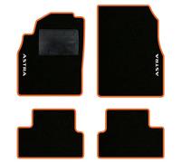 QUEMAR Tappetini Auto compatibili con Opel Astra J 2009-2015 / Kit Tappeti in Moquette e Gomma su Misura (Set 2 Anteriori + 2 Posteriori) / Ricami e Colori Personalizzati (2 Ricami, Bordo Arancio)