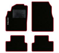 QUEMAR Tappetini Auto compatibili con Opel Astra J 2009-2015 / Kit Tappeti in Moquette e Gomma su Misura (Set 2 Anteriori + 2 Posteriori) / Ricami e Colori Personalizzati (1 Ricamo, Bordo Rosso)