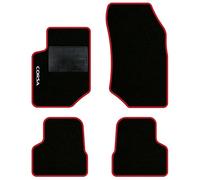 QUEMAR Tappetini Auto compatibili con Opel Corsa F dal 2019 / Kit Tappeti in Moquette e Gomma su Misura (Set 2 Anteriori + 2 Posteriori) / Ricami e Colori Personalizzati (1 Ricamo, Bordo Rosso)