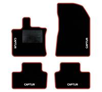 QUEMAR Tappetini Auto compatibili con Renault Captur II dal 2020 anche E-Tech Plug-in Hybrid/Kit Tappeti Moquette e Gomma su Misura (Set 4pz)/ Ricami e Colori Personalizz. (Bordo Rosso, 4 Ricami)
