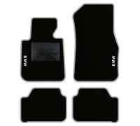 QUEMAR Tappetini Auto compatibili con Serie 1 F20 F21 2011-2019 / Kit Tappeti in Moquette e Gomma su Misura (Set 2 Anteriori + 2 Posteriori)/ Ricami e Colori Personalizzati (2 Ricami, Bordo Perla)