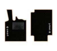 QUEMAR Tappetini Auto compatibili con Smart Fortwo W450 1998-2007 / Kit Tappeti in Moquette e Gomma su Misura (Set 2 Anteriori) / Ricami e Colori Personalizzati (2 Loghi+Ricami, Bordo Beige)