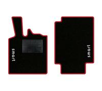 QUEMAR Tappetini Auto compatibili con Smart Fortwo W450 1998-2007 / Kit Tappeti in Moquette e Gomma su Misura (Set 2 Anteriori) / Ricami e Colori Personalizzati (2 Ricami, Bordo Rosso)