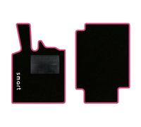 QUEMAR Tappetini Auto compatibili con Smart Fortwo W450 1998-2007 / Kit Tappeti in Moquette e Gomma su Misura (Set 2 Anteriori) / Ricami e Colori Personalizzati (1 Ricamo, Bordo Rosa)