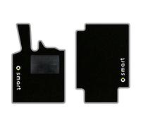 QUEMAR Tappetini Auto compatibili con Smart Fortwo W450 1998-2007 / Kit Tappeti in Moquette e Gomma su Misura (Set 2 Anteriori) / Ricami e Colori Personalizzati (2 Loghi+Ricami, Bordo Perla)