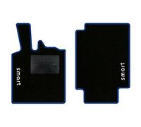 QUEMAR Tappetini Auto compatibili con Smart Fortwo W450 1998-2007 / Kit Tappeti in Moquette e Gomma su Misura (Set 2 Anteriori) / Ricami e Colori Personalizzati (2 Ricami, Bordo Blu)