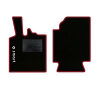 QUEMAR Tappetini Auto compatibili con Smart Fortwo W451 2007-2014 / Kit Tappeti in Moquette e Gomma su Misura (Set 2 Anteriori) / Ricami e Colori Personalizzati (1 Logo+Ricamo, Bordo Rosso)