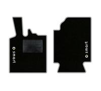 QUEMAR Tappetini Auto compatibili con Smart Fortwo W451 2007-2014 / Kit Tappeti in Moquette e Gomma su Misura (Set 2 Anteriori) / Ricami e Colori Personalizzati (2 Loghi+Ricami, Bordo Perla)