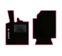 QUEMAR Tappetini Auto compatibili con Smart Fortwo W451 2007-2014 / Kit Tappeti in Moquette e Gomma su Misura (Set 2 Anteriori) / Ricami e Colori Personalizzati (1 Ricamo, Bordo Rosa)