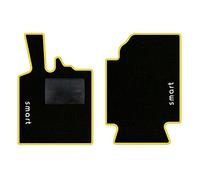 QUEMAR Tappetini Auto compatibili con Smart Fortwo W451 2007-2014 / Kit Tappeti in Moquette e Gomma su Misura (Set 2 Anteriori) / Ricami e Colori Personalizzati (2 Ricami, Bordo Giallo)