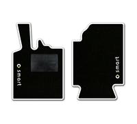 QUEMAR Tappetini Auto compatibili con Smart Fortwo W451 2007-2014 / Kit Tappeti in Moquette e Gomma su Misura (Set 2 Anteriori) / Ricami e Colori Personalizzati (2 Loghi+Ricami, Bordo Bianco)