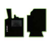 QUEMAR Tappetini Auto compatibili con Smart Fortwo W451 2007-2014 / Kit Tappeti in Moquette e Gomma su Misura (Set 2 Anteriori) / Ricami e Colori Personalizzati (1 Ricamo, Bordo V.Acido)
