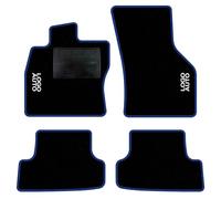 QUEMAR Tappetini Auto per Audi A3 8Y e Hybrid, Bordo Blu, 2 Ricami | dal 2020 / Kit Tappeti Moquette e Gomma su Misura / Set 2 Anteriori + 2 Posteriori / Ricami e Colori Personalizzati
