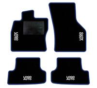 QUEMAR Tappetini Auto per Audi A3 8Y e Hybrid, Bordo Blu, 4 Ricami | dal 2020 / Kit Tappeti Moquette e Gomma su Misura / Set 2 Anteriori + 2 Posteriori / Ricami e Colori Personalizzati
