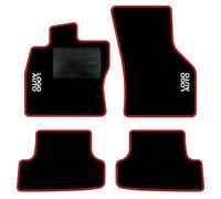 QUEMAR Tappetini Auto per Audi A3 8Y e Hybrid, Bordo Rosso, 2 Ricami | dal 2020 / Kit Tappeti Moquette e Gomma su Misura / Set 2 Anteriori + 2 Posteriori / Ricami e Colori Personalizzati