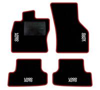 QUEMAR Tappetini Auto per Audi A3 8Y e Hybrid, Bordo Rosso, 4 Ricami | dal 2020 / Kit Tappeti Moquette e Gomma su Misura / Set 2 Anteriori + 2 Posteriori / Ricami e Colori Personalizzati