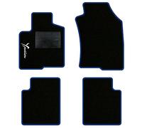 QUEMAR Tappetini Auto per Lancia Ypsilon 5 porte, Bordo Blu, 1 Ricamo | dal 2011 / anche Hybrid / Kit Tappeti Moquette e Gomma su Misura / Set 2 Anteriori + 2 Post. / Ricami e Colori Personalizzati
