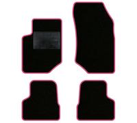 QUEMAR Tappetini Auto per Peugeot 208 II e-208, Bordo Rosa, 0 Ricami | dal 2019 / Kit Tappeti Moquette e Gomma su Misura / Set 2 Anteriori + 2 Posteriori / Ricami e Colori Personalizzati