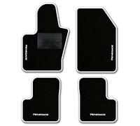 QUEMAR Tappetini Auto per RENEGADE dal 2014, Bordo Bianco, 4 Ricami | Kit Tappeti Moquette e Gomma su Misura / Set 2 Anteriori + 2 Posteriori / Ricami e Colori Personalizzati / Antiscivolo