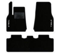 QUEMAR Tappetini Auto per Tesla Model Y dal 2020, Bordo Antracite, 2 Ricami | anche Juniper / Kit Tappeti Moquette e Gomma su Misura / Set 2 Anteriori + 1 Posteriore / Ricami e Colori Personalizzati