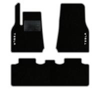 QUEMAR Tappetini Auto per Tesla Model Y dal 2020, Bordo Perla, 2 Ricami | anche Juniper / Kit Tappeti Moquette e Gomma su Misura / Set 2 Anteriori + 1 Posteriore / Ricami e Colori Personalizzati