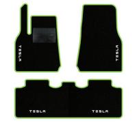 QUEMAR Tappetini Auto per Tesla Model Y dal 2020, Bordo V.Acido, 4 Ricami | anche Juniper / Kit Tappeti Moquette e Gomma su Misura / Set 2 Anteriori + 1 Posteriore / Ricami e Colori Personalizzati