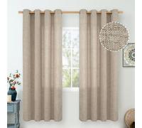 QUEMAS Tende in lino color farina d'avena per camera da letto, lunghezza 183 cm, 2 pannelli, in iuta testurizzata, filtranti la luce, spesse tende per camera da letto con occhielli semi velati, per
