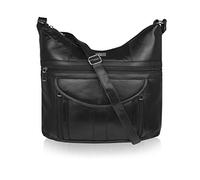 Quenchy London Borsa a Mano con Tracolla da Donna Nera - 7 Tasche - 2 Scomparti con Zip - Tasca Interna Portacellulare o Portafogli - Per Ufficio, Università, Shopping, Viaggio QL176K