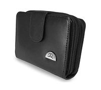 Quenchy London Portamonete Borsa in Pelle con Blocco RFID, con 6 Scomparti per Carte di Credito e Chiusura a Cerniera, Protezione da Furti Senza Contatto, Nero Con Confezione Regalo - QL330KX