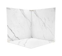 Quenoxo Pannello di sfondo fotografico bianco + marmo, su entrambi i lati, robusto, stabile e indeformabile, ideale per foto di prodotti, social media, perfetto per casa e studio