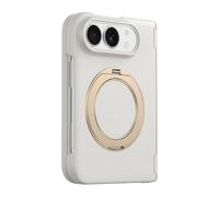 Quentis Magnetic Phone Case with 360 Ring, Slim Matte Cover for IPhoneDuo | Durable PC material with magnetic ring and screen protector, designed for IPhoneDuo users Ivory