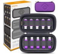 QUENZROC Custodia rigida per Organizzare e Riporre 20 Chiavette USB - Porta Chiavetta USB - Viola