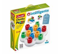Quercetti Chunky Peggy, Gioco Educativo 1-4 Anni con Chiodoni Colorati Extra Large, Motricità Fine e Coordinazione, Giochi Bambini 2 Anni, Giochi Montessori 1 Anno, Gioco Bambino 1 Anno