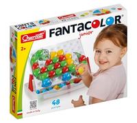 Quercetti Fantacolor Junior, Gioco Educativo Mosaico Bambini 3D con Bottoni Colorati per Bambini, Giochi Bambini 2 Anni con Valigetta Portatile, 48 Bottoni e 16 Schede, Regalo Bimba 2 Anni Made in Ita