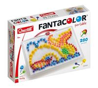 Quercetti Fantacolor Portable Large 280 Chiodini per Bambini 3 anni Colorati, Giochi Educativi, Giochi da Tavolo Bambini con Valigetta con Tavoletta, Album Esempi e Cestello, Made in Italy