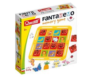 Quercetti FantaMemo Ladybug Nature Gioco Memory per Bambini 3+ Anni, Carte Memory con 6 Schede Doppie e 192 Disegni Memo Educativo Concentrazione e Memoria Visiva, Griglia e Tappi Coccinella