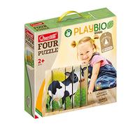Quercetti Quattro puzzle in legno: animali della fattoria