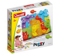 Quercetti Jumbo Peggy, Mosaico Bambini, Giochi Bambini 2 Anni Fino ai 5 Anni, Chiodini per Bambini 3 Anni, Costruzioni per Bambini 3 Anni con 36 Chiodini, 9 Piastre e 4 Schede, Made in Italy