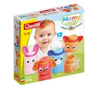 QUERCETTI Momy Soft Happy Animals, Set di 8 Morbidi Mega Bloks Colorati per Bambini 6-36 Mesi, Gioco Educativo per Sviluppare Motricità Fine, Creatività e Coordinazione Occhio-Mano Costruzioni Bambini
