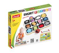 Quercetti Smart Puzzle Primi Colori e Parole, Puzzle prima infanzia, Double Face, 12 calamite, Stimola manualità e coordinazione, bambini di 1 anno, 0231
