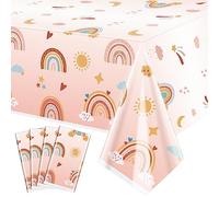 QUERICKY 4 Pack tovaglie arcobaleno Boho, 130x220cm Boho Party Table Cover, decorazioni per feste arcobaleno per feste di compleanno Boho, retro Hippie Boho Party, Baby Shower Party Supplies