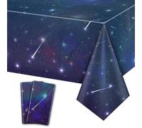 QUERICKY Confezione da 2 tovaglie per feste Space Galaxy, tovaglia iridescente notte stellata, 130x220cm Tovaglia olografica Galaxy per decorazioni per feste a tema spaziale per bambini Compleanno
